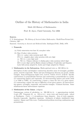 Outline of Mathematics in India