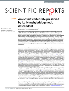 An Extinct Vertebrate Preserved by Its Living Hybridogenetic Descendant