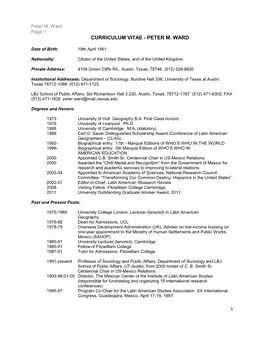 Curriculum Vitae - Peter M