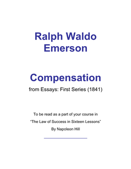 Ralph Waldo Emerson Compensation