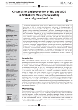 Circumcision and Prevention of HIV and AIDS in Zimbabwe: Male Genital Cutting As a Religio-Cultural Rite