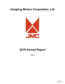Jiangling Motors Corporation, Ltd. 2019 Annual Report