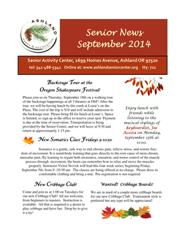 Senior News Senior News September 2014 September 2014