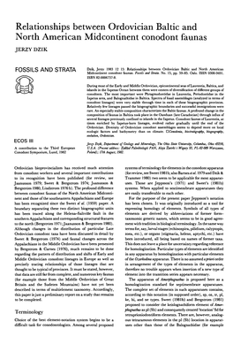 Relationships Between Ordovician Baltic and North American Midcontinent Conodont Faunas