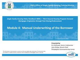 Module 4: Manual Underwriting of the Borrower