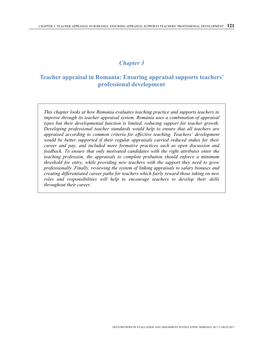 Ensuring Appraisal Supports Teachers' Professional Development”, in Romania 2017, OECD Publishing, Paris