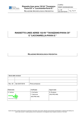 Riassetto Linee Aeree 132 Kv "Tavazzano-Pavia Cs" E "Lacchiarella-Pavia O."