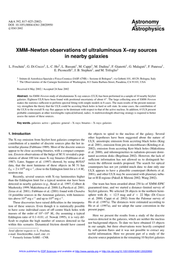 XMM–Newton Observations of Ultraluminous X–Ray Sources in Nearby Galaxies