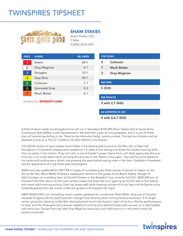 Twinspires Tipsheet