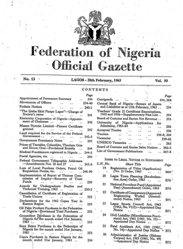 No. 13 LAGOS - 28Th February, 1963 Vol