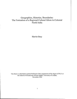 The Formation of a Regional Cultural Idiom in Colonial North India