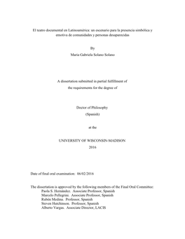El Teatro Documental En Latinoamérica: Un Escenario Para La Presencia Simbólica Y Emotiva De Comunidades Y Personas Desaparecidas