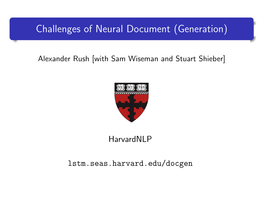 Challenges of Neural Document (Generation)