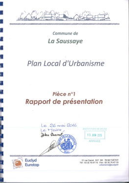 Rapport De Présentation Commune De La Saussaye
