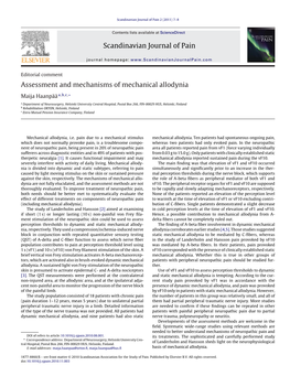 Assessment and Mechanisms of Mechanical Allodynia