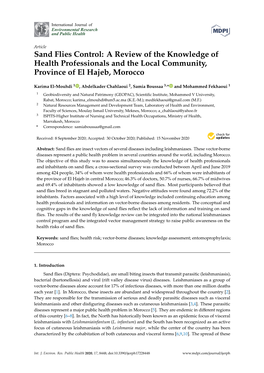 Sand Flies Control: a Review of the Knowledge of Health Professionals and the Local Community, Province of El Hajeb, Morocco
