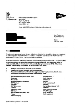 Updated Information Regarding Project Marshall ATC Radar Upgrade