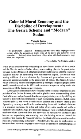 The Gezira Scheme and "Modern" Sudan
