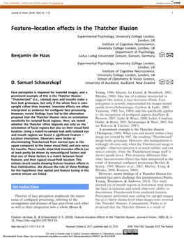 Feature–Location Effects in the Thatcher Illusion