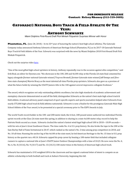 Gatorade® National Boys Track & Field Athlete of the Year
