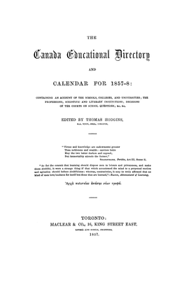 Calendar for 1857-8