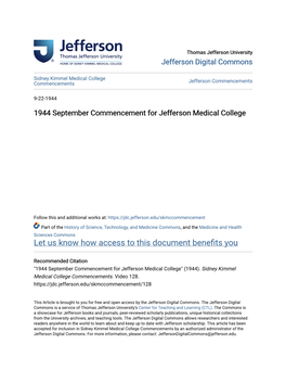 1944 September Commencement for Jefferson Medical College