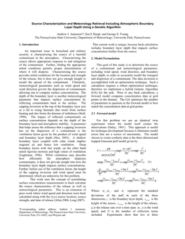 Source Characterization and Meteorology Retrieval Including Atmospheric Boundary Layer Depth Using a Genetic Algorithm