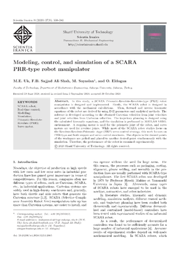 Modeling, Control, and Simulation of a SCARA PRR-Type Robot Manipulator