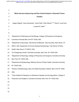 1 Whole Genome Sequencing and Rare Variant Analysis in Essential