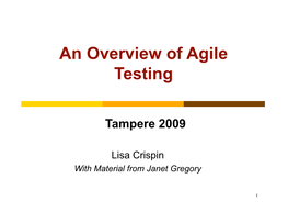 An Overview of Agile Testing