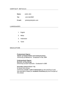 Juliet's CV 2012