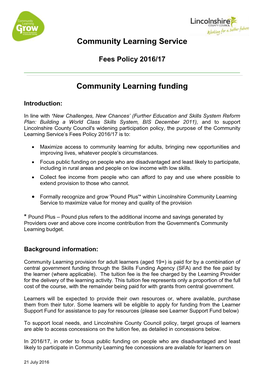 Fees Policy 2016/17