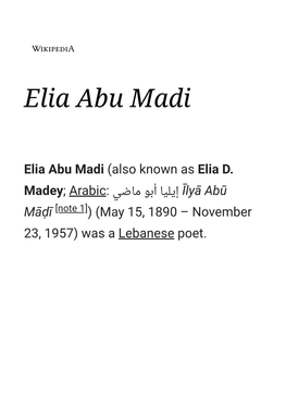 Elia Abu Madi