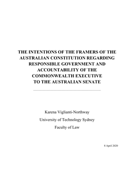 The Intentions of the Framers of the Australian Constitution Regarding