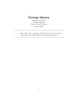 Group Theory Abstract Group Theory English Summary Notes by Jørn B