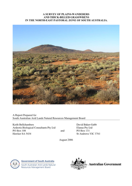 Survey of Plains Wanderers and Thick-Billed Grasswrens in the North-East Pastoral Zone of South