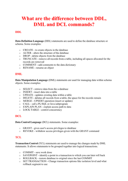 What Are the Difference Between DDL, DML and DCL Commands?