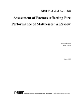 Assessment of Factors Affecting Fire Performance of Mattresses: a Review