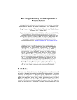 Free Energy Rate Density and Self-Organization in Complex Systems