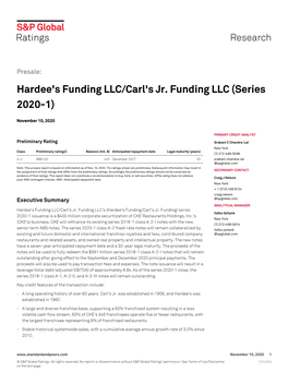 Hardee's Funding LLC/Carl's Jr. Funding LLC (Series 2020-1)