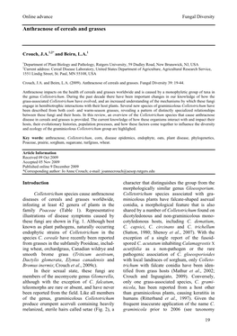 Anthracnose of Cereals and Grasses