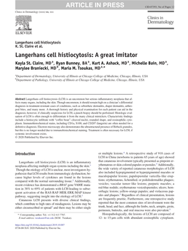 Langerhans Cell Histiocytosis: a Great Imitator Kayla St