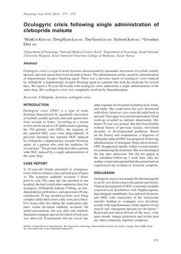 Oculogyric Crisis Following Single Administration of Clebopride Maleate