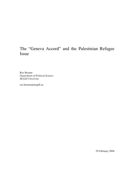 Geneva Accord” and the Palestinian Refugee Issue