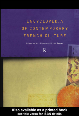 Encyclopedia of Contemporary French Culture