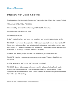 Interview with David J. Fischer