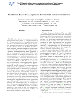 An Efficient Exact-PGA Algorithm for Constant Curvature Manifolds