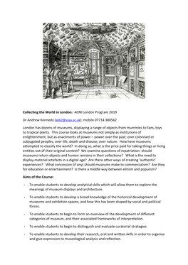 ACM London Program 2019 Dr Andrew Kennedy (Ak62@Soas.Ac.Uk)