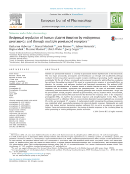 Reciprocal Regulation of Human Platelet Function by Endogenous Prostanoids and Through Multiple Prostanoid Receptors$