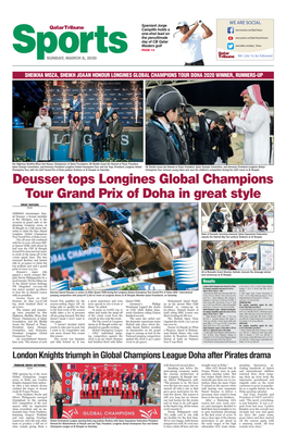 Deusser Tops Longines Global Champions Tour Grand Prix of Doha in Great Style
